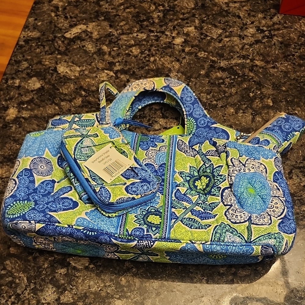 Vera Bradley Blue and Green Floral Tote Bag